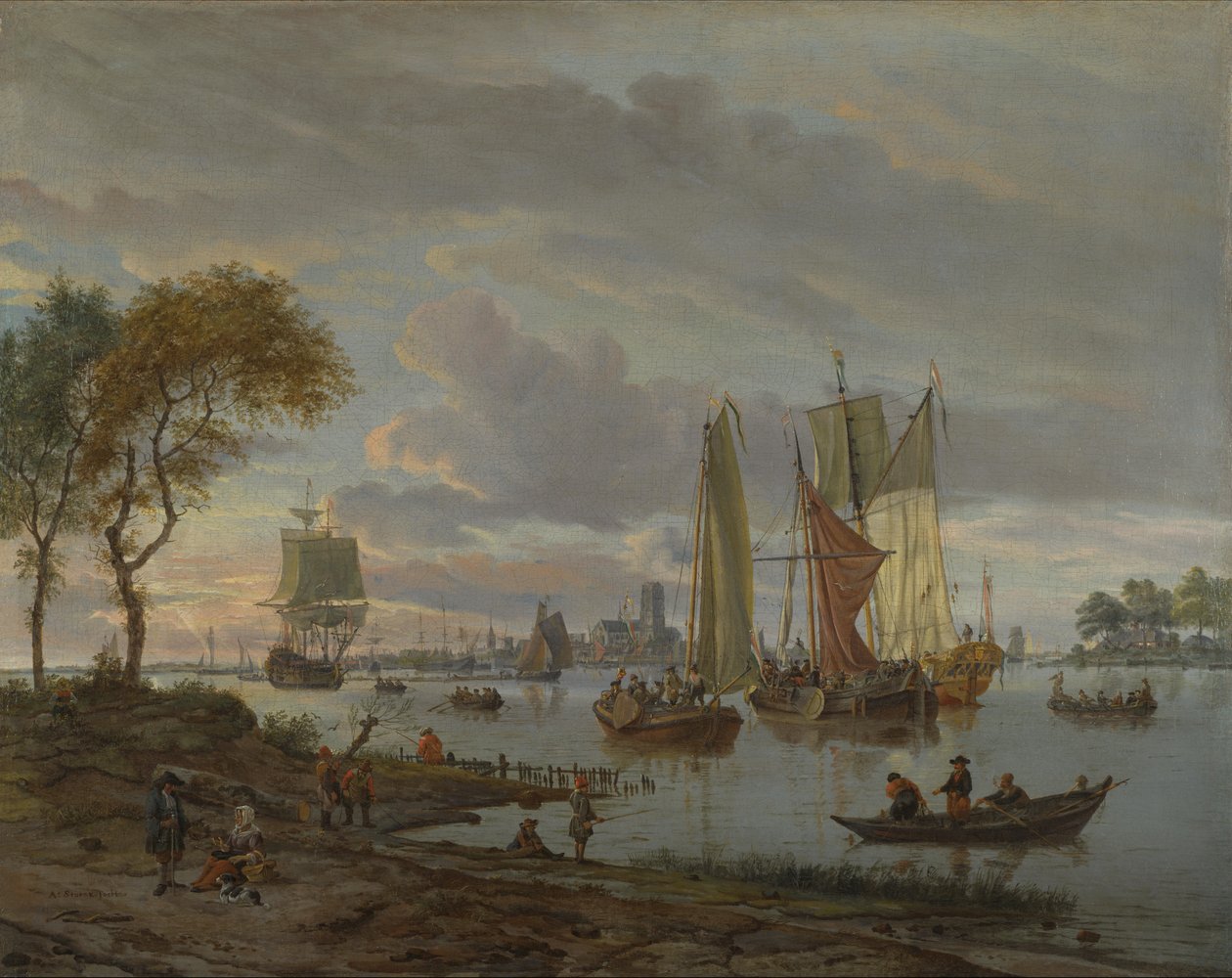 Utsikt över en flod av Abraham Storck