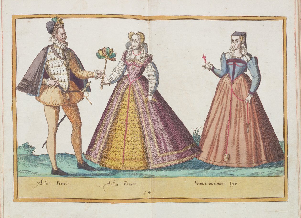 Kostymer från 1500-talet ur "Omnium Poene Gentium Imagines", utgiven i Köln 1577 (handkolorerad gravyr). av Abraham de Bruyn