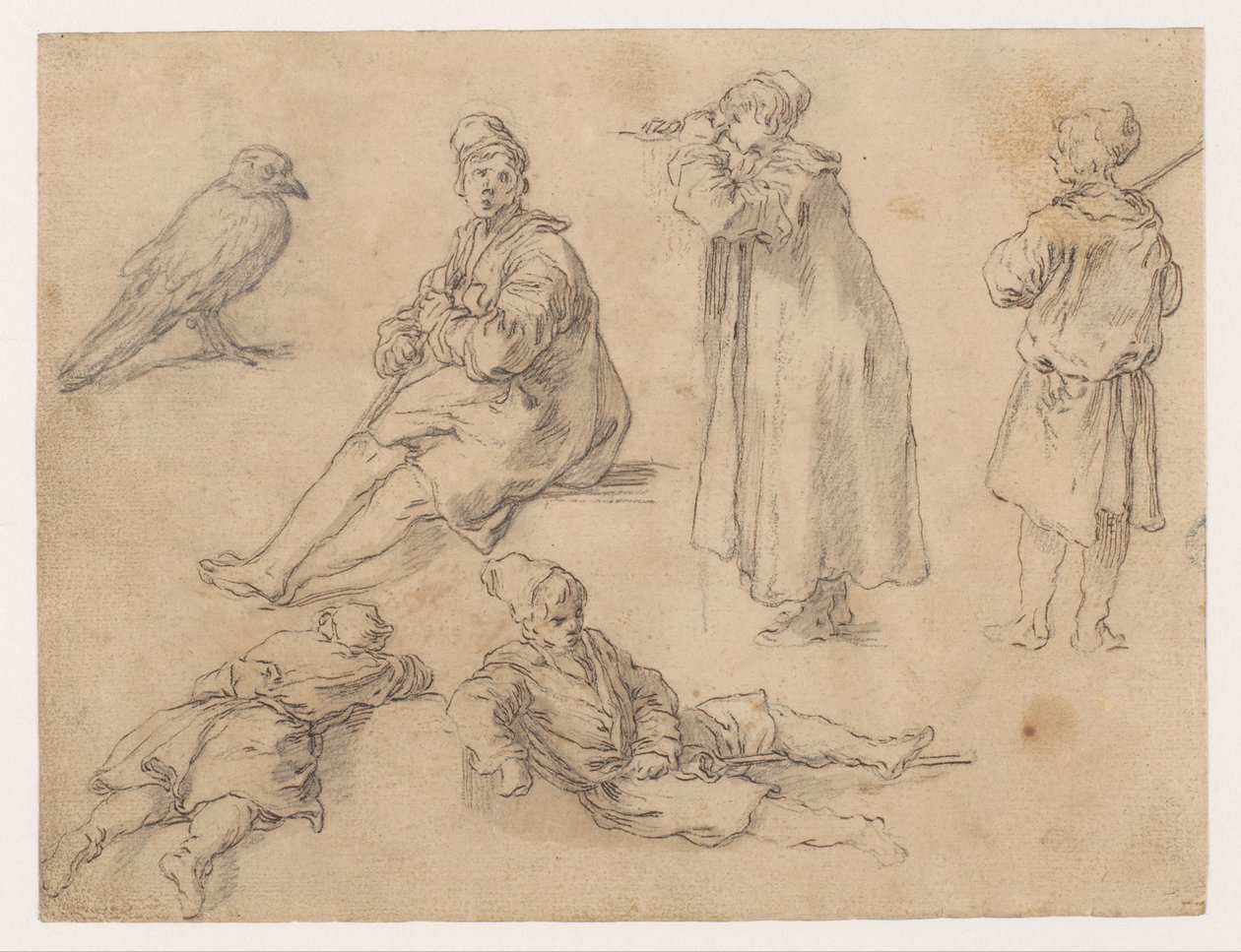 En sittande och två stående pojkar av Abraham Bloemaert