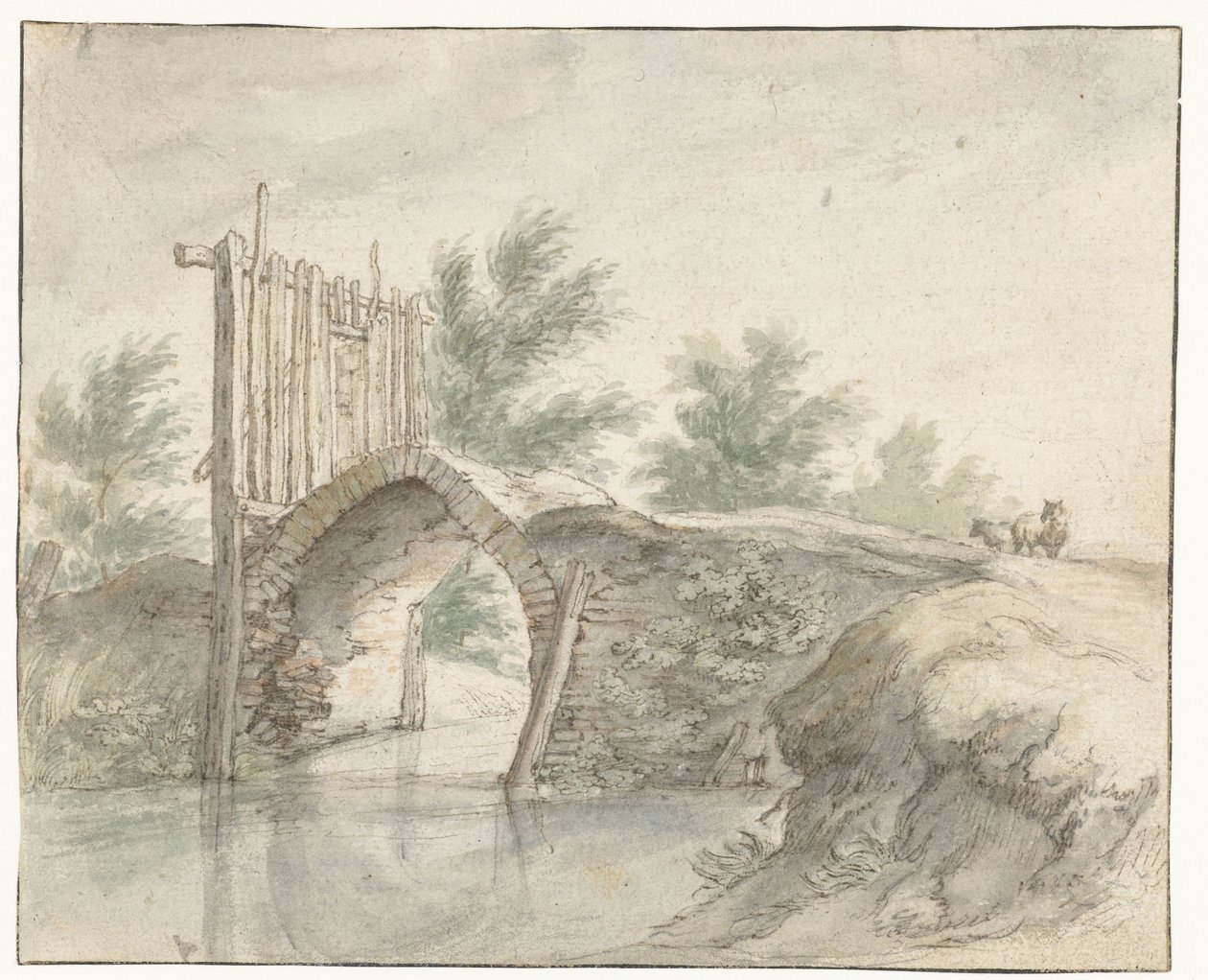 Stenbro med ett trästaket av Abraham Bloemaert