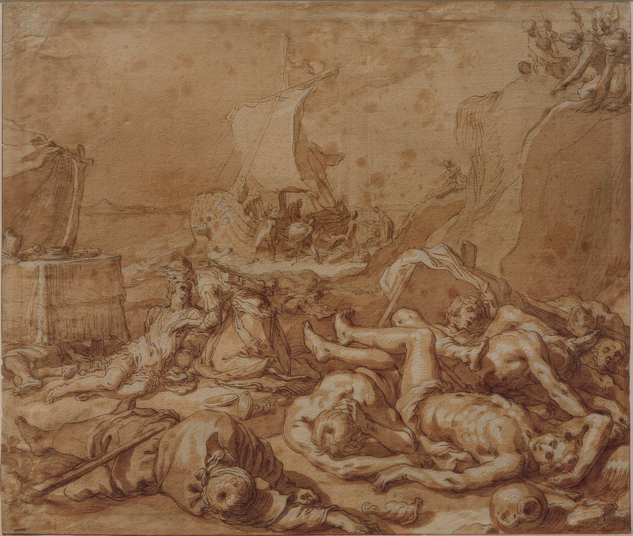 Theagenes och Chariclea efter skeppsbrottet av Abraham Bloemaert