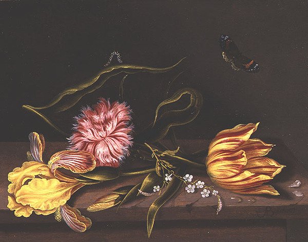 Stilleben av blommor på ett bord, av Abraham Bosschaert
