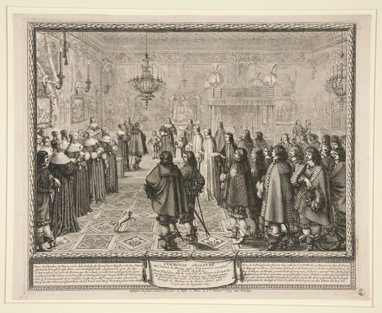 Ceremoni observerad i äktenskapskontrakt av Abraham Bosse