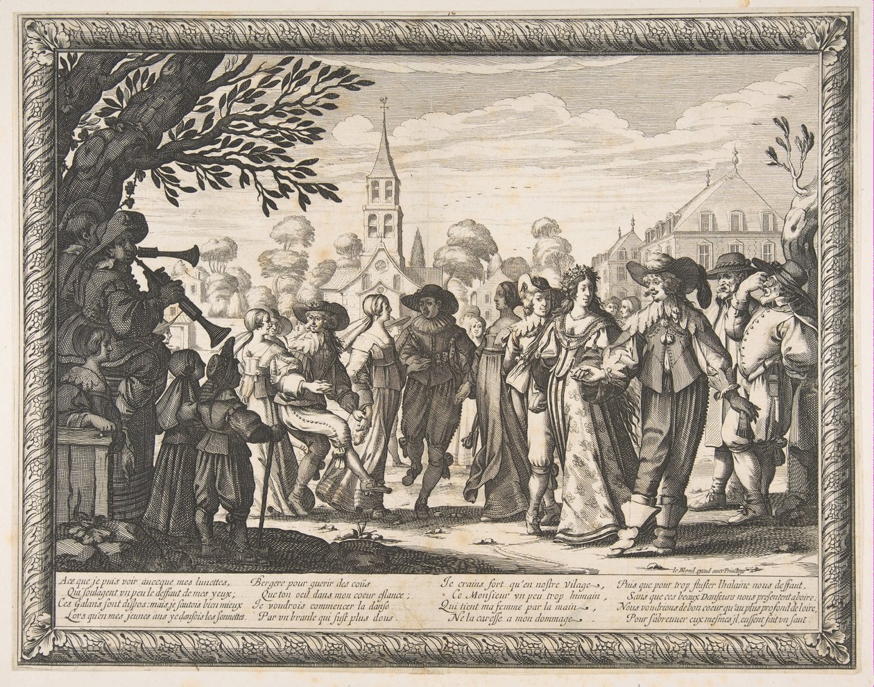 Dans på bytorget, ca. 1633. av Abraham Bosse