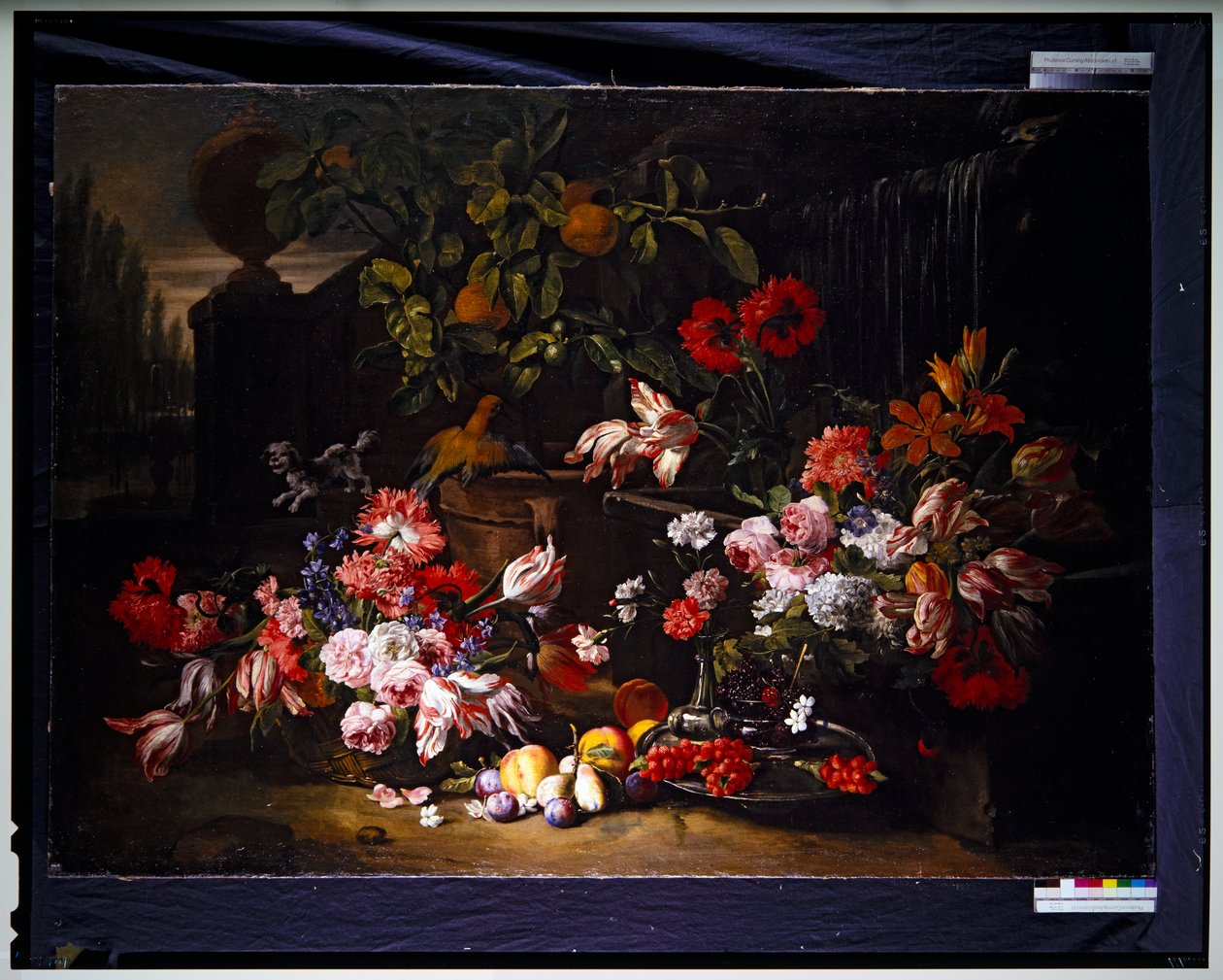 Stilleben med blommor i en trädgård av Abraham Brueghel