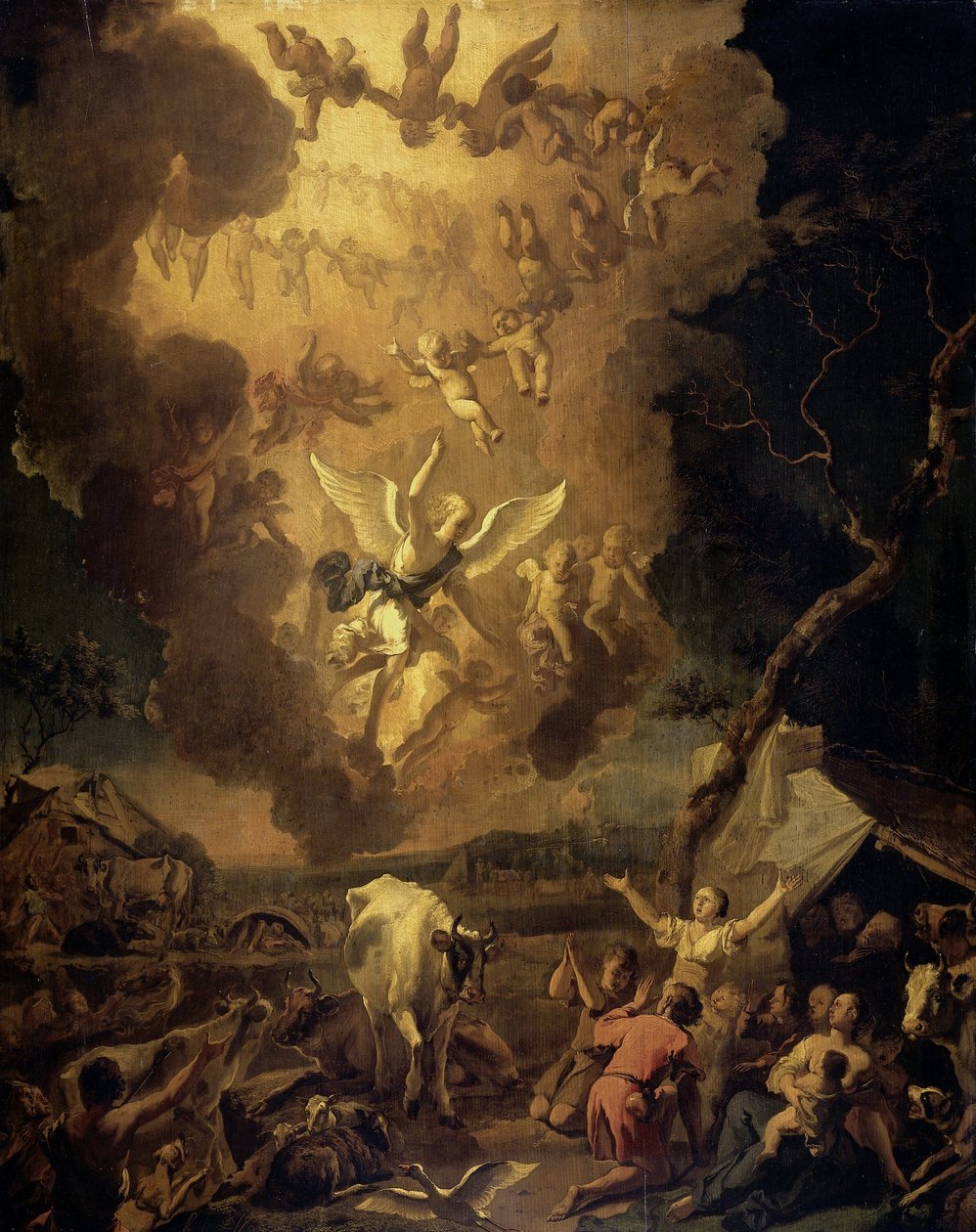 Bebådelsen till herdarna av Abraham Danielsz. Hondius
