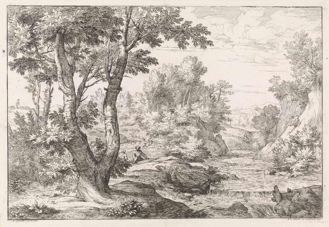 Landskap med flod av Abraham Genoels