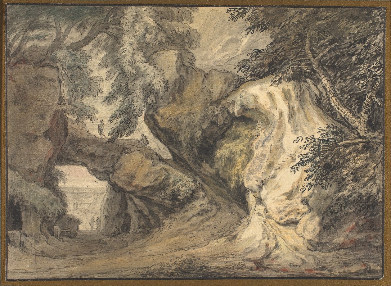 Landskap med en naturlig båge av Abraham Genoels II