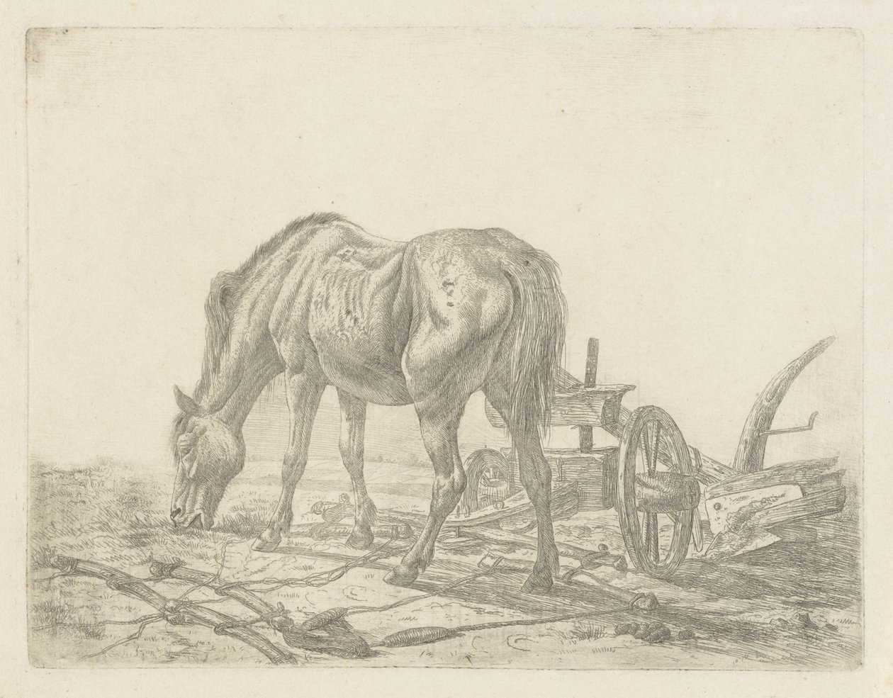 Oselad häst med en plog av Abraham Hendrik Winter