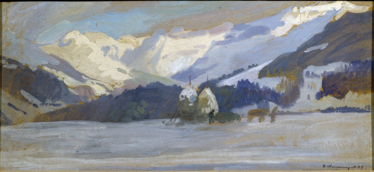 Snöigt landskap nära Diablerets av Abraham Hermanjat