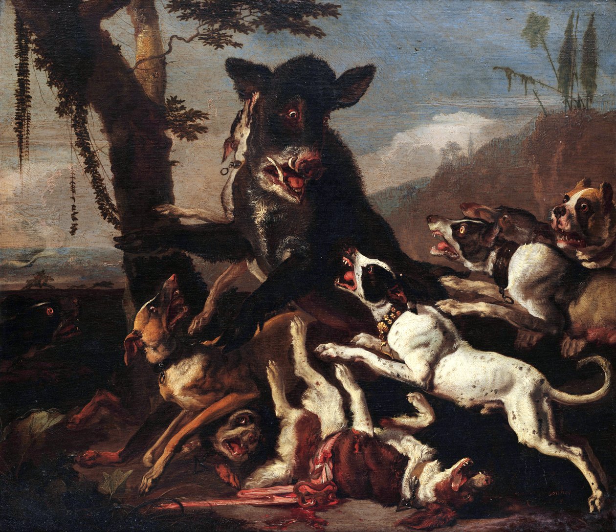 Jakt på vildsvin av Abraham Hondius