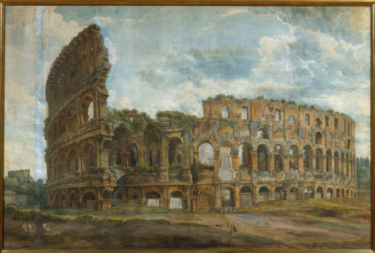 Utvändig vy över Colosseum i Rom av Abraham Louis Rodolphe Ducros