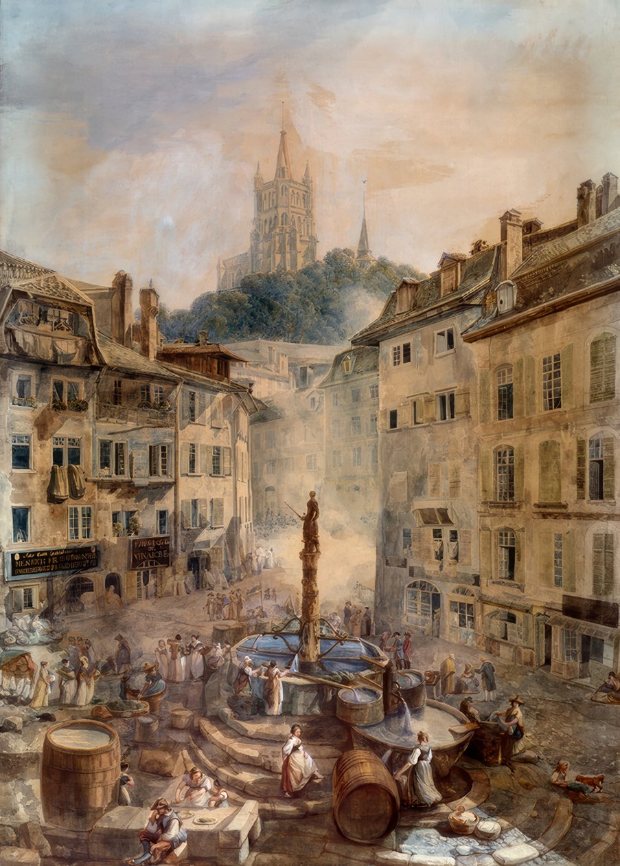 Place de la Palud av Abraham Louis Rodolphe Ducros