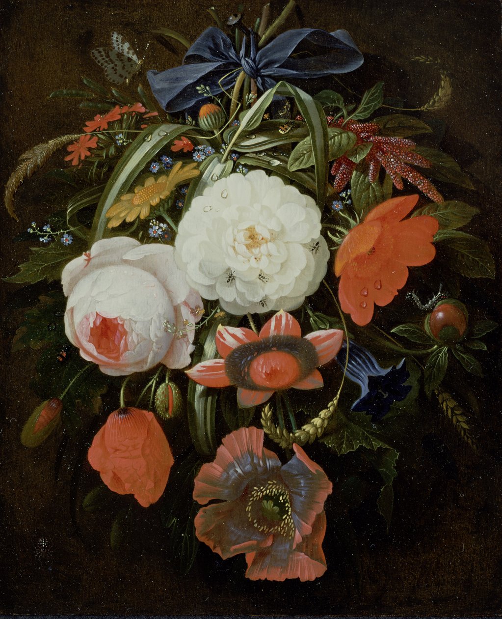 Stilleben med hängande blommor av Abraham Mignon