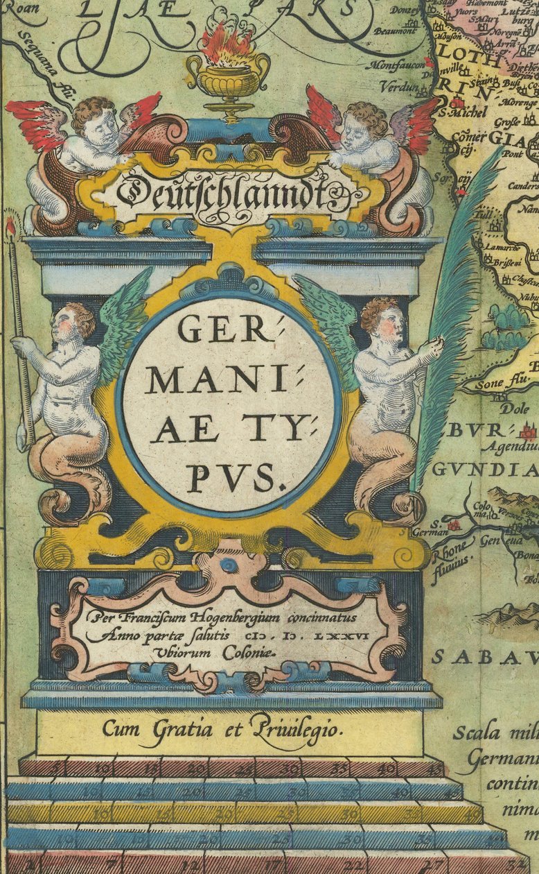 1608 kartusch med integrerad våg av Abraham Ortelius