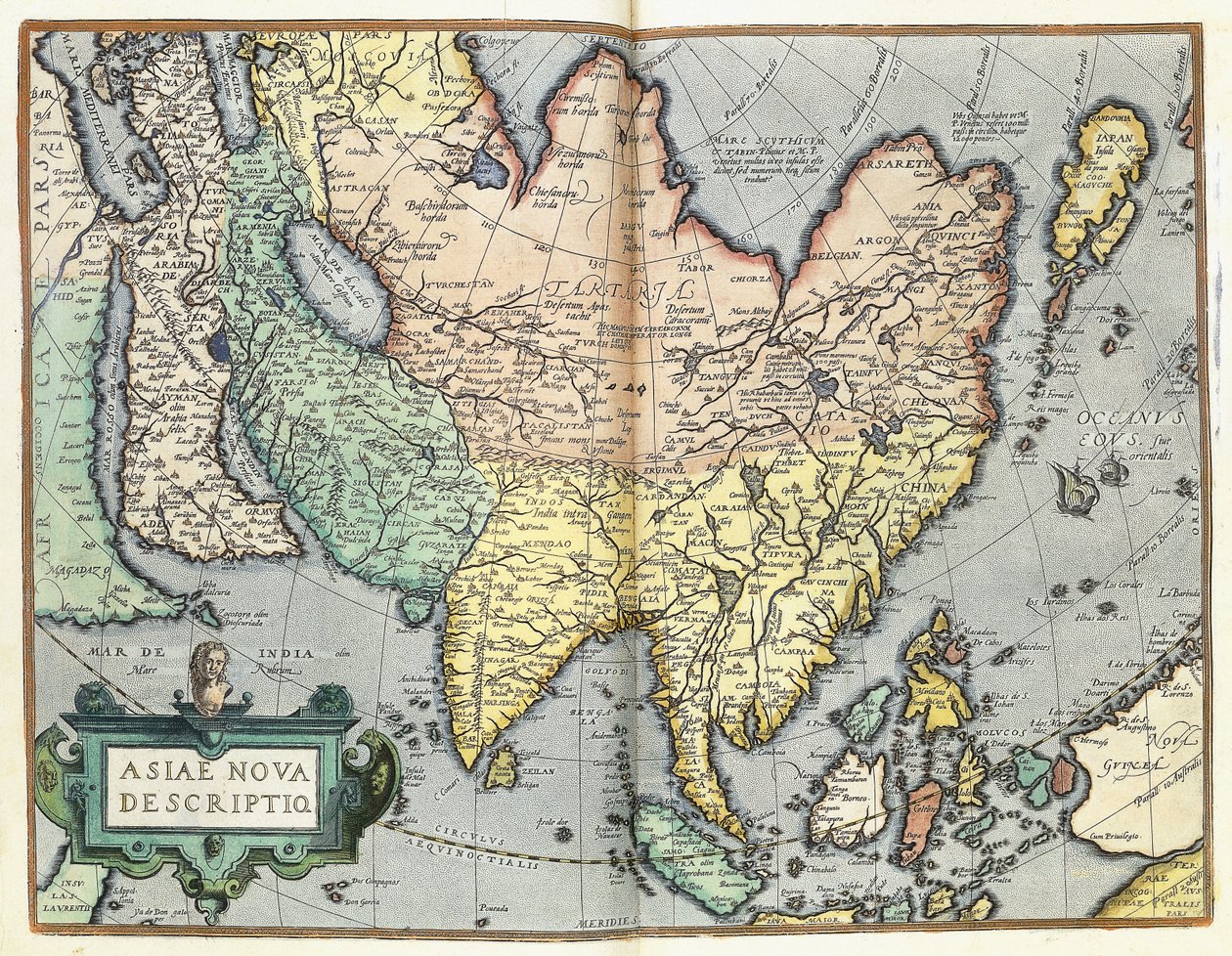 Asien, 1592 av Abraham Ortelius