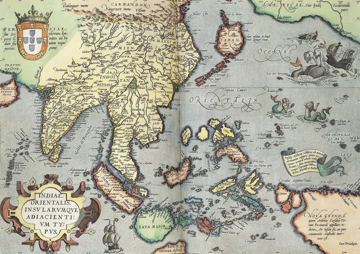 Indien, 1592 av Abraham Ortelius
