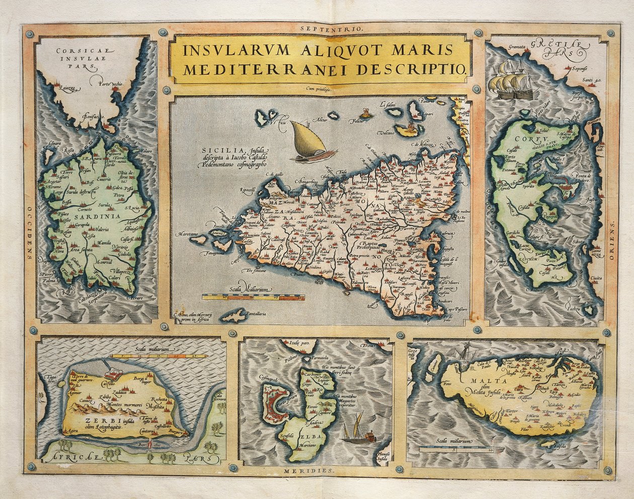 Karta över Medelhavsöarna av Abraham Ortelius