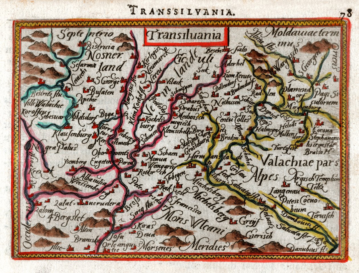 Karta över Transsylvanien 1590 av Abraham Ortelius