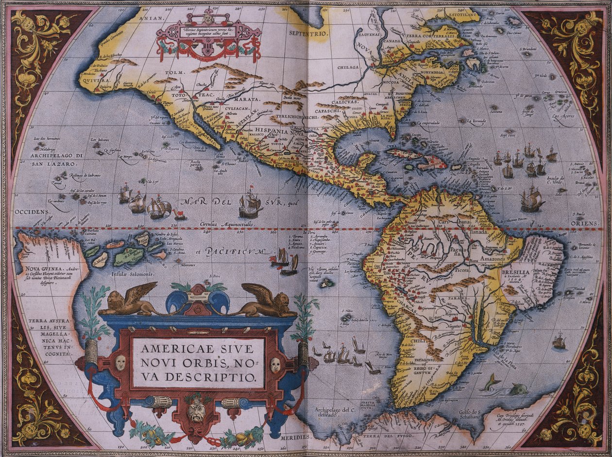 Ortelius karta över den nya världen av Abraham Ortelius