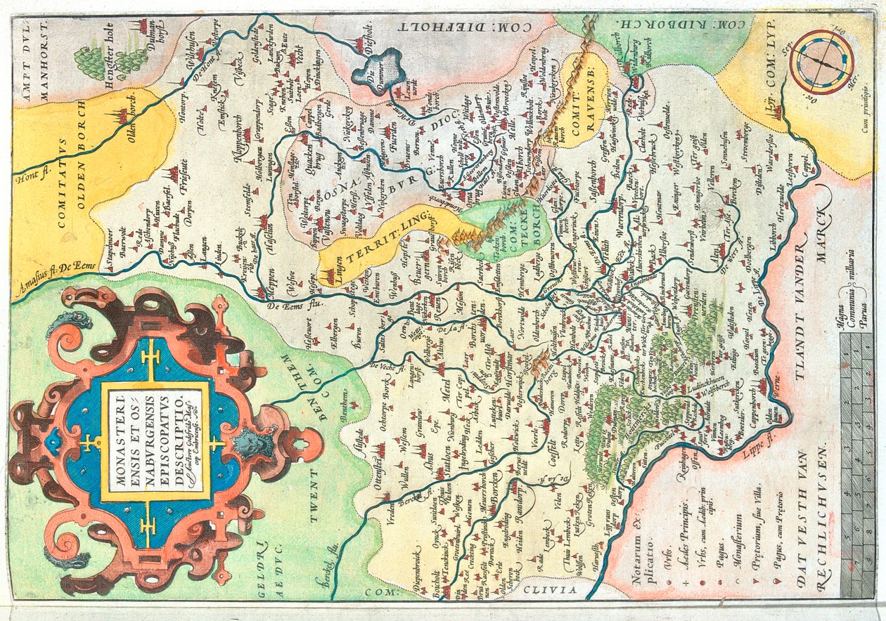 Land: Nordrhein-Westfalen Nordrhein-Westphalen, Niedersachsen , Tyskland av Abraham Ortelius