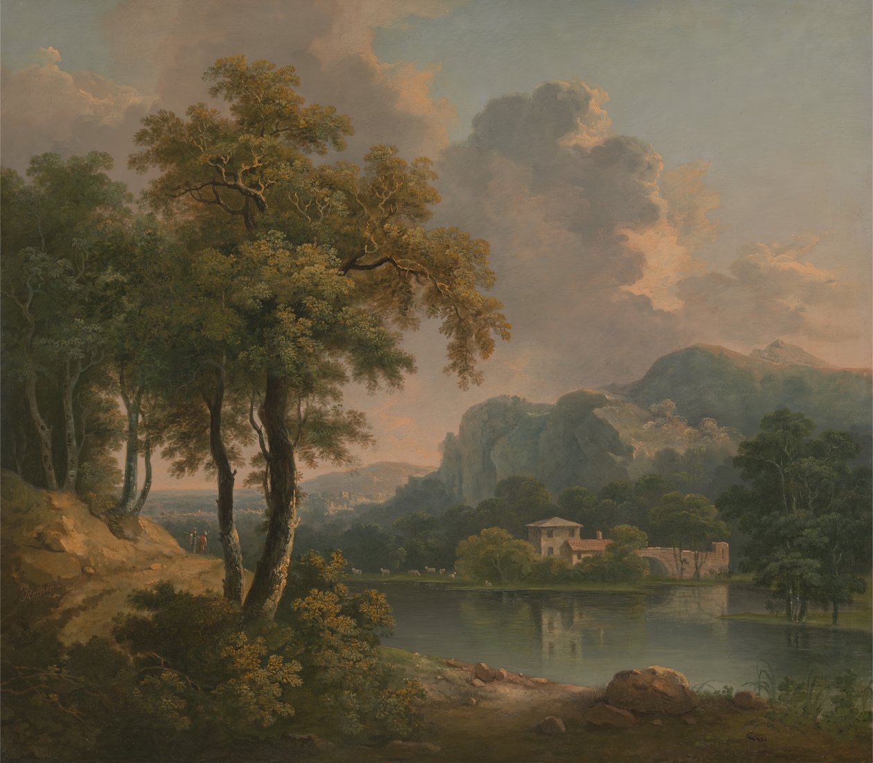Skogbevuxet kuperat landskap, 1785. av Abraham Pether