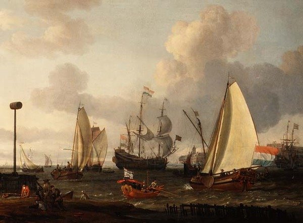 Holländska krigsmän utanför kusten av Abraham Storck