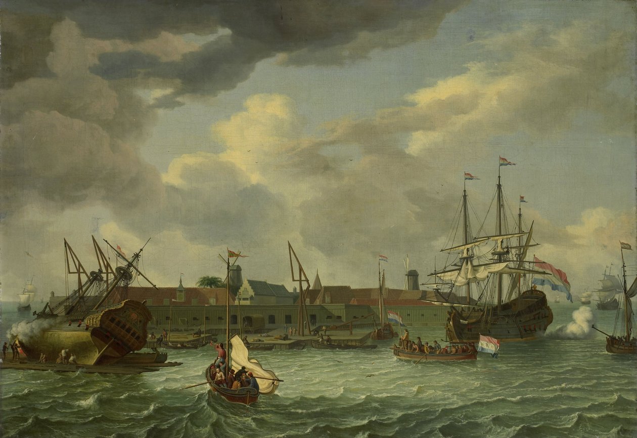 Ön Onrust nära Batavia av Abraham Storck
