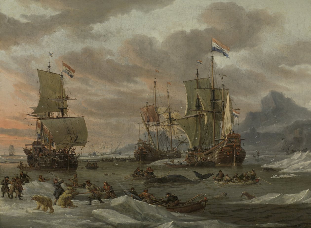 Valfångstområden i Ishavet av Abraham Storck
