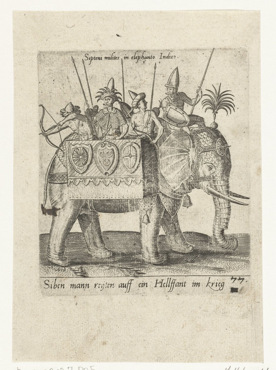 Indianer på en krigselefant av Abraham de Bruyn (attributed to)