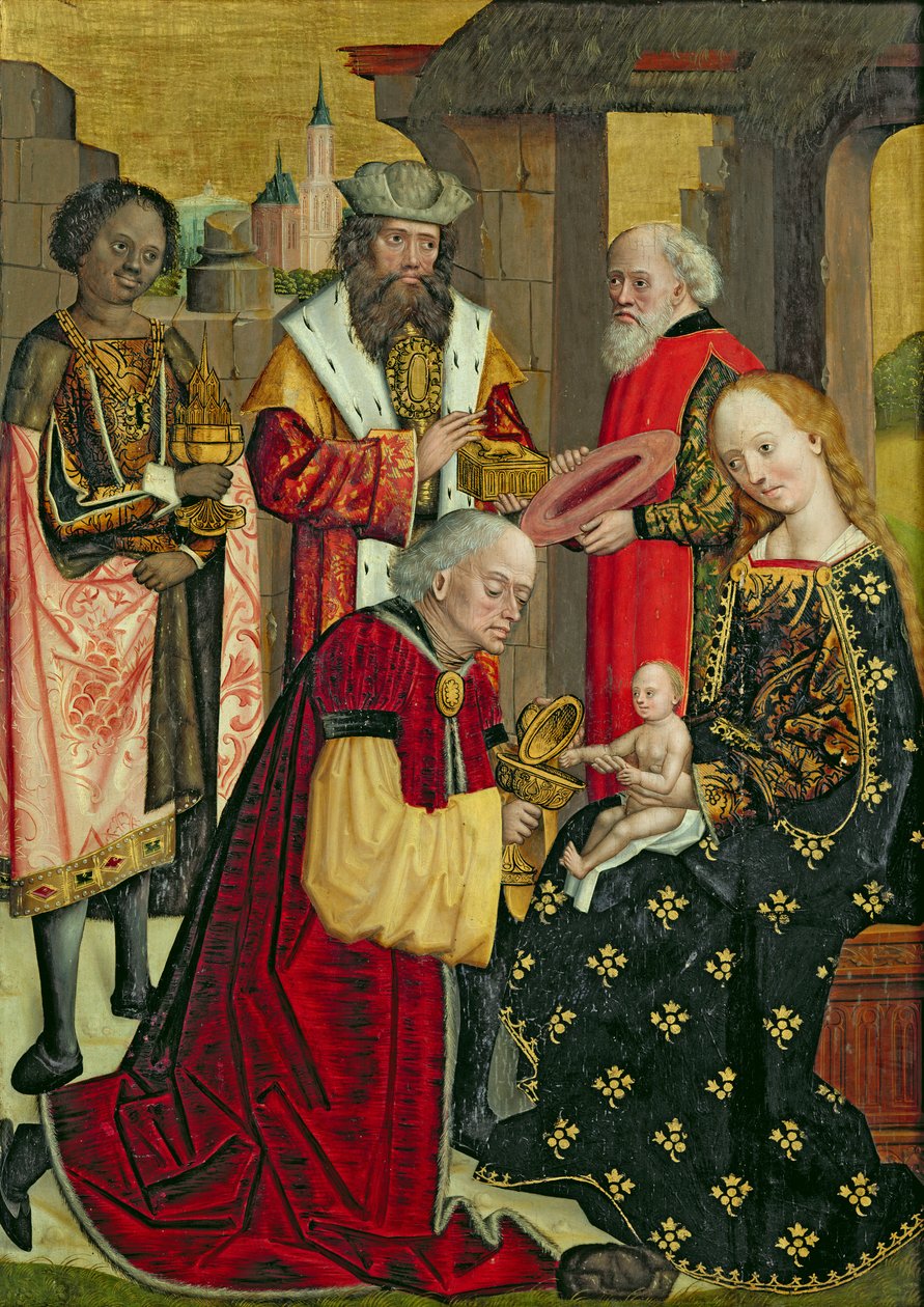 The Adoration of the Magi, från kupolaltaret, 1499 (tempera på panel) av Absolon Stumme