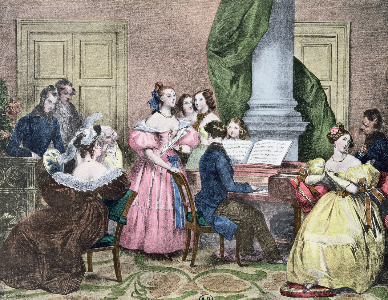 Familjekonserten, ca 1840 av Achille Devéria