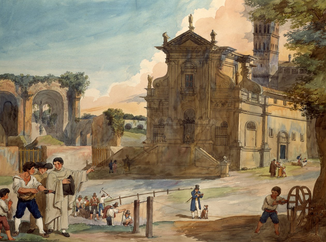 Fasad av kyrkan St. James of the Incurables, 1833 av Achille Pinelli