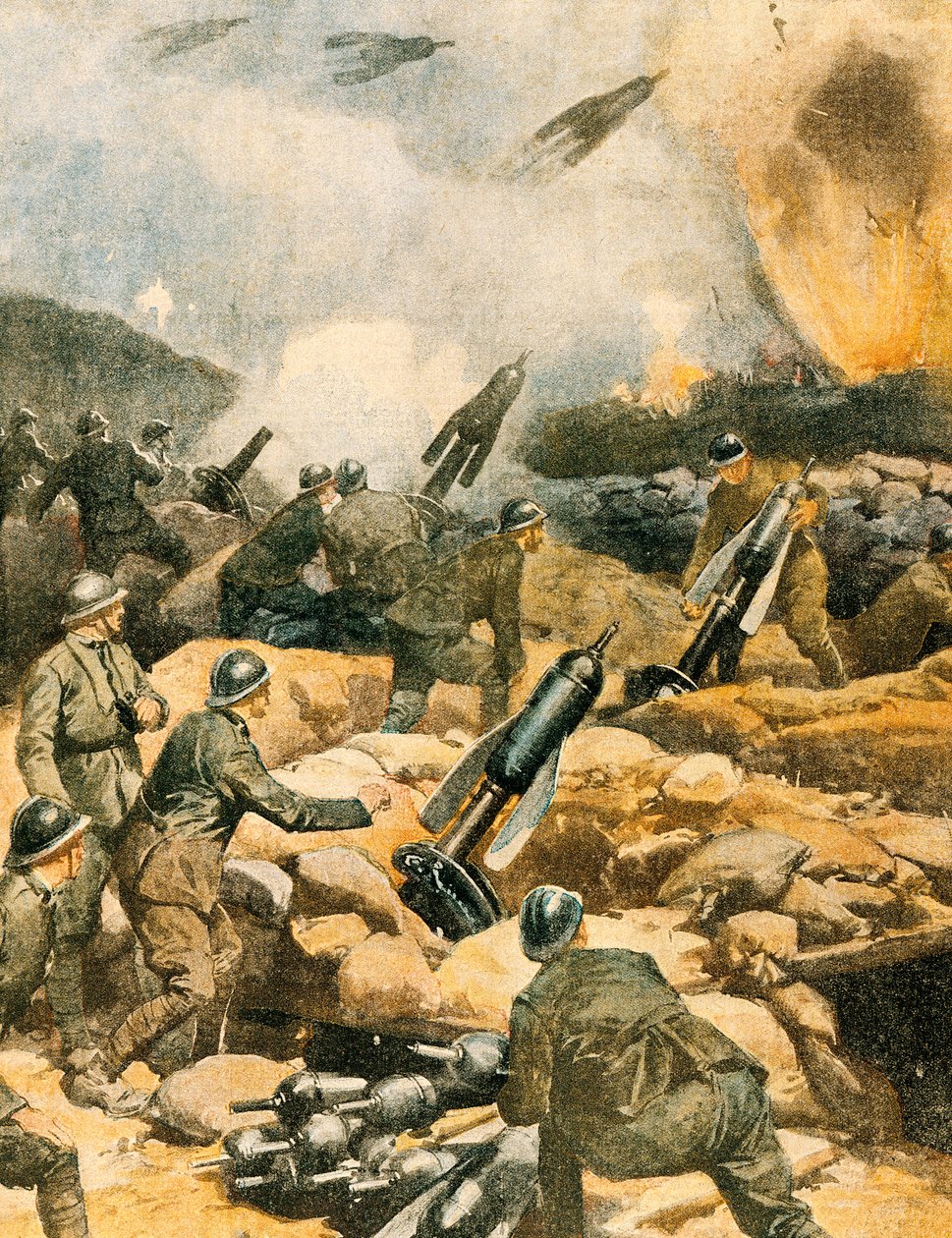 Bombning av Carso-linjer av Achille Beltrame