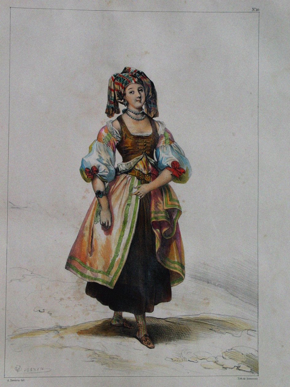 Kvinna i rysk klänning, ca. 1843 av Achille Devéria