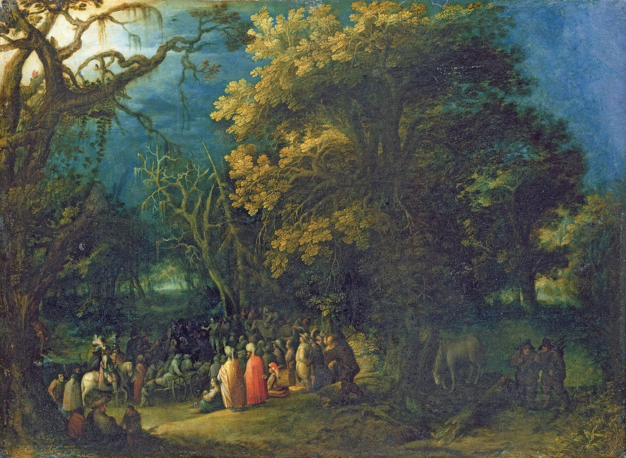 Johannes Döparens predikan (olja på koppar) av Adam Elsheimer