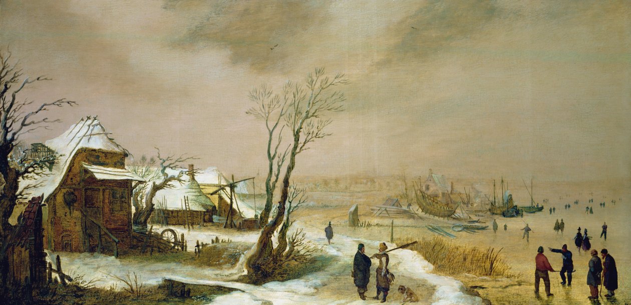 Vinterlandskap, ca 1611-46 (målning) av Adam van Breen