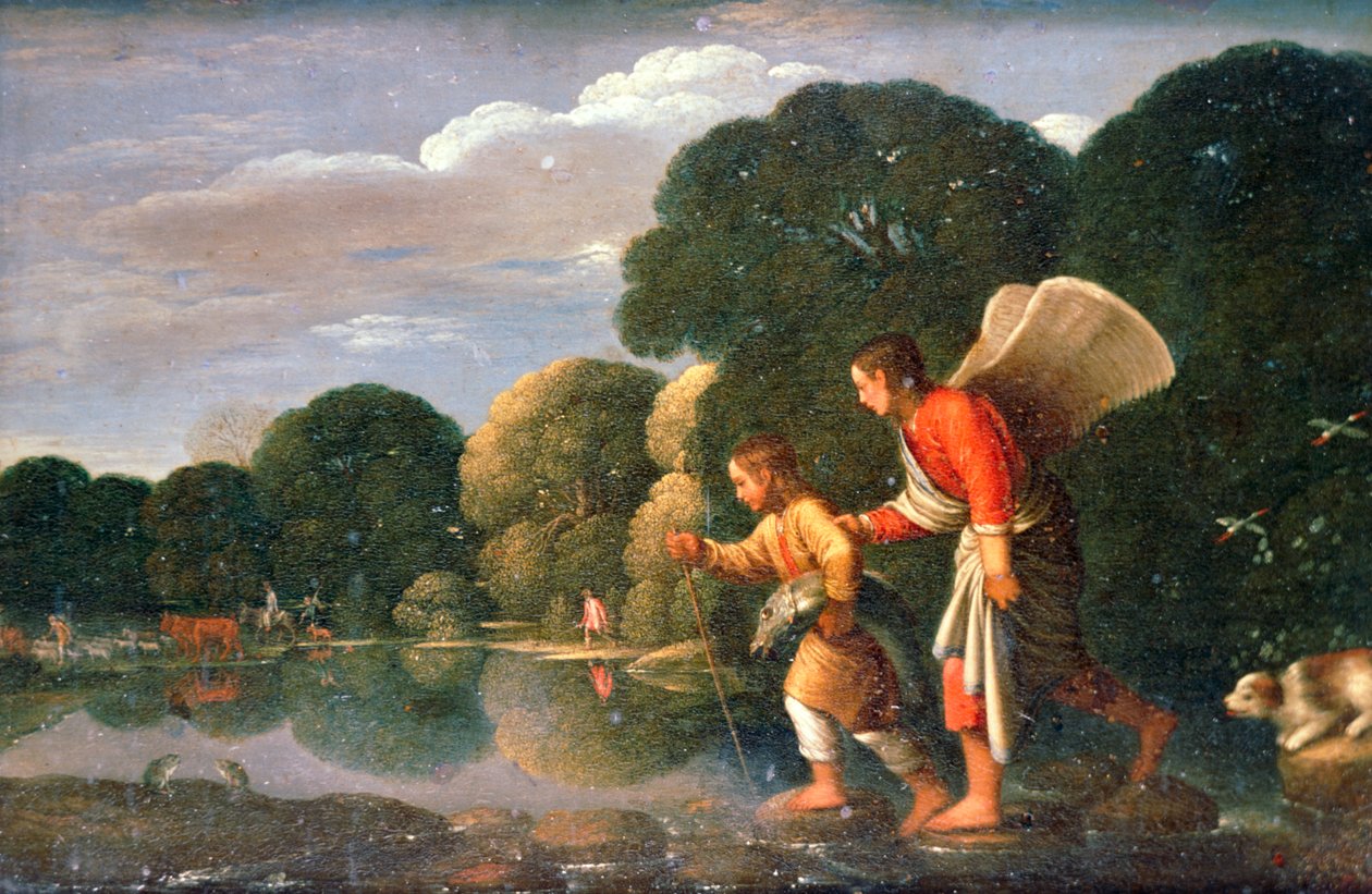 Tobias och ängel, 1578-1610 av Adam Elsheimer