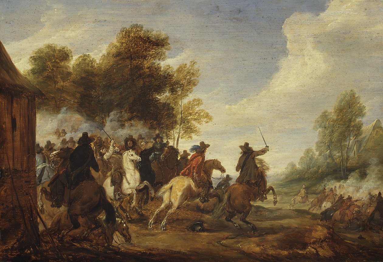Ett kavalleriförlovning. av Adam Frans van der Meulen