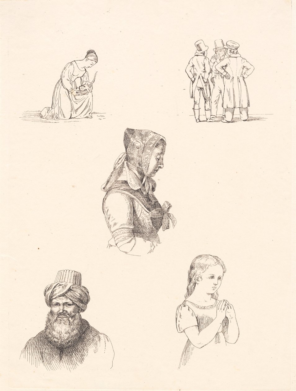 Provark med figurstudier av Adam Müller