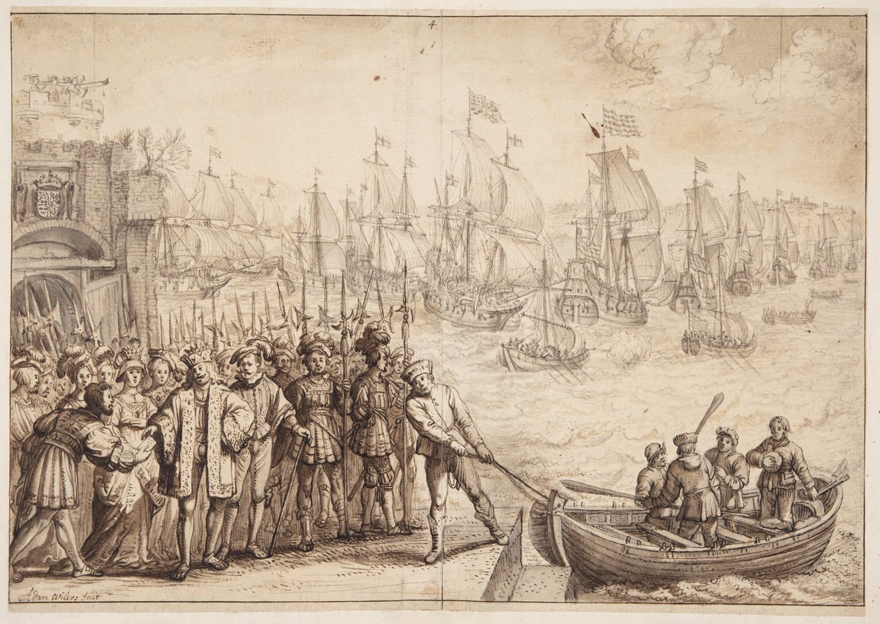 Christian II lämnar Köpenhamn 1523 av Adam Willaerts