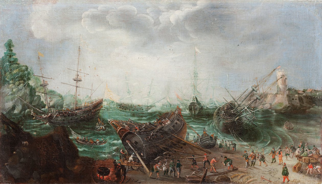 Hamnscenen, ca. 1615 av Adam Willaerts