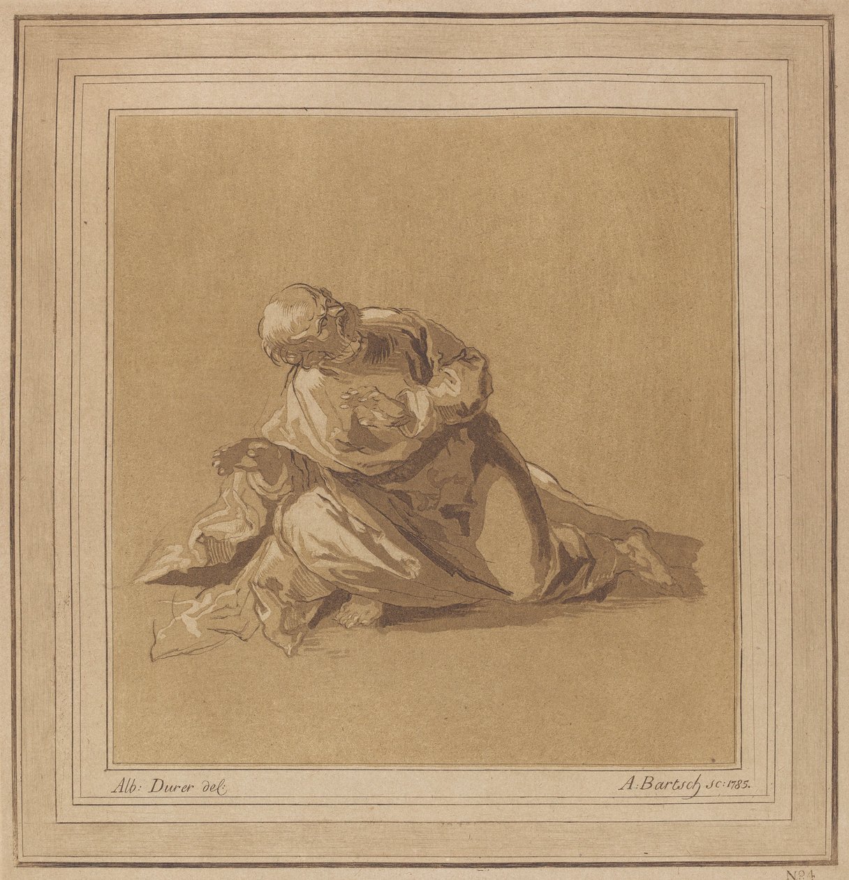 En hukande apostel Sankt Peter, 1785. av Adam von Bartsch