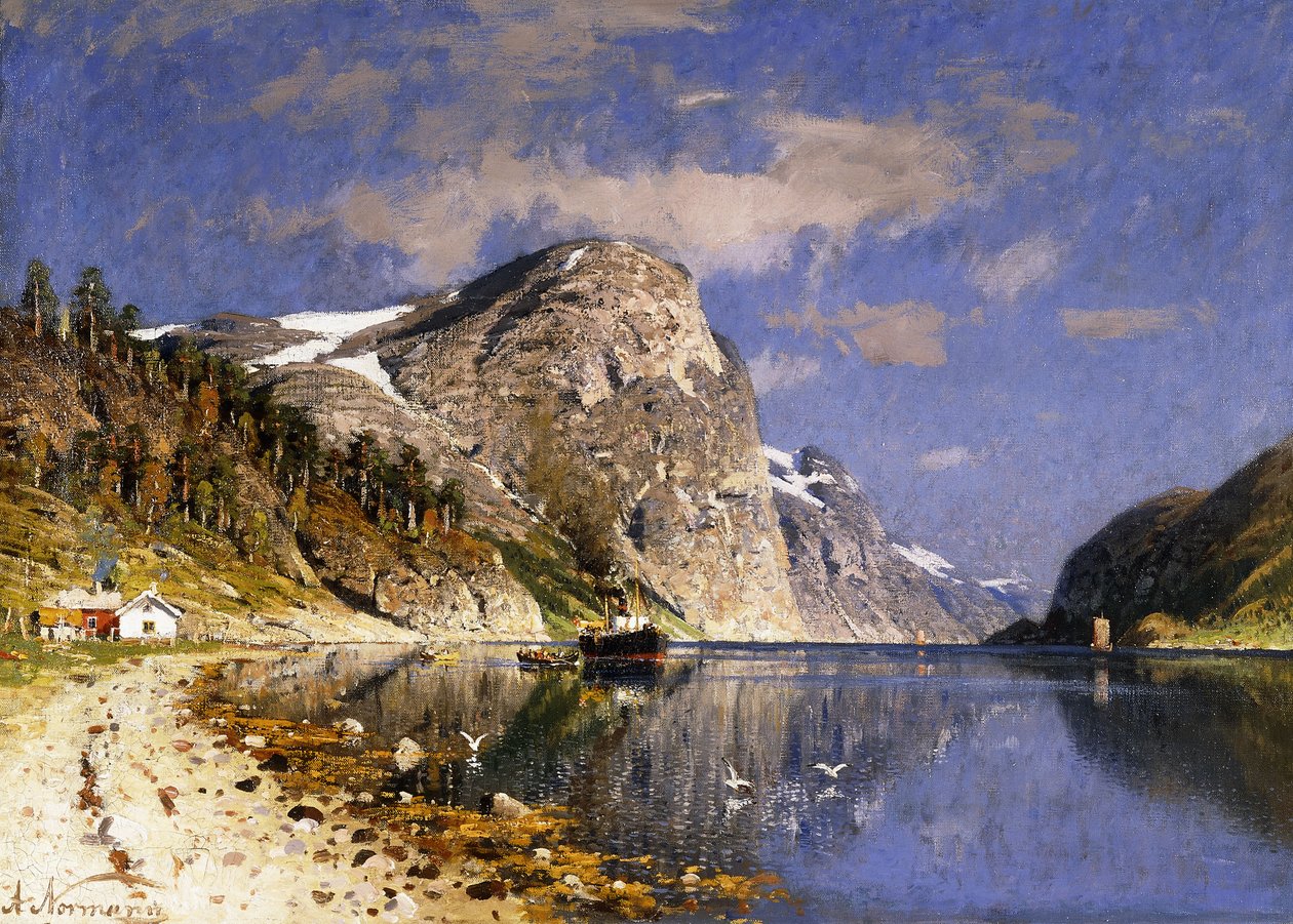 En ångbåt i Sognefjorden, av Adelsteen Normann