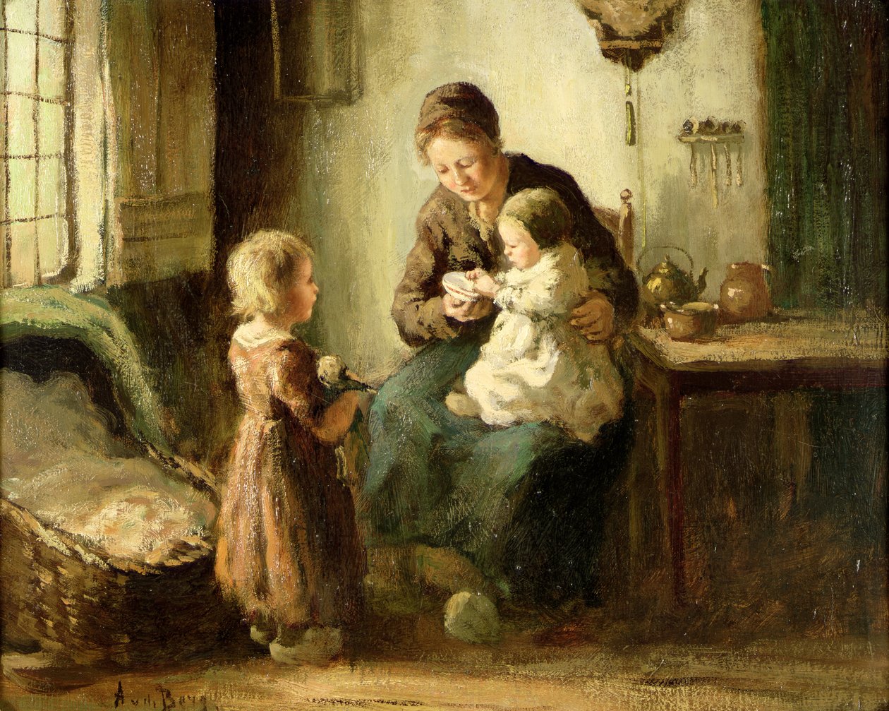 Leker med bebis, 1800-talet av Adolf Julius Berg