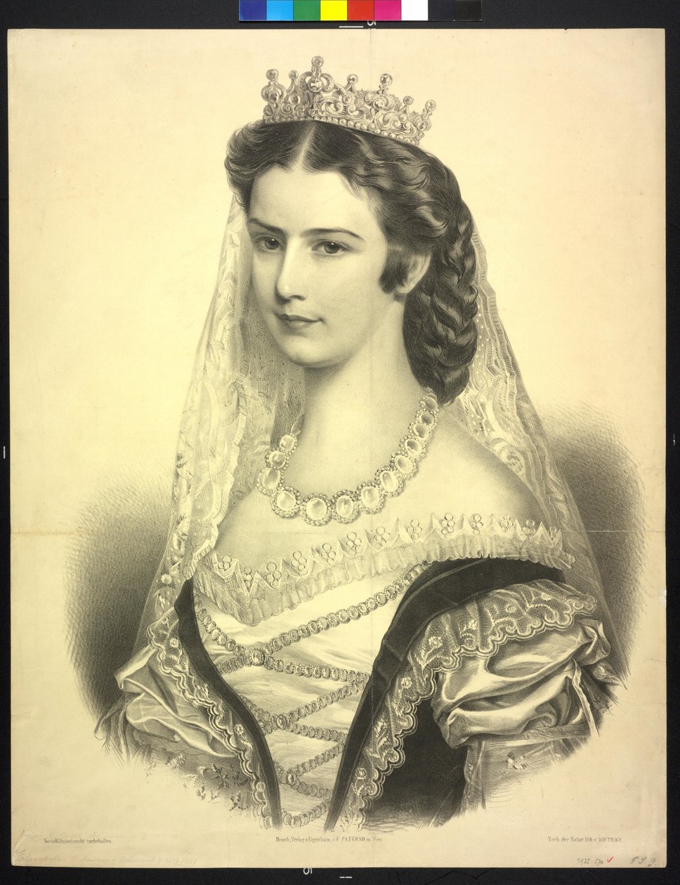 Kejsarinnan av Österrike Elisabeth (litografi) av Adolf Dauthage