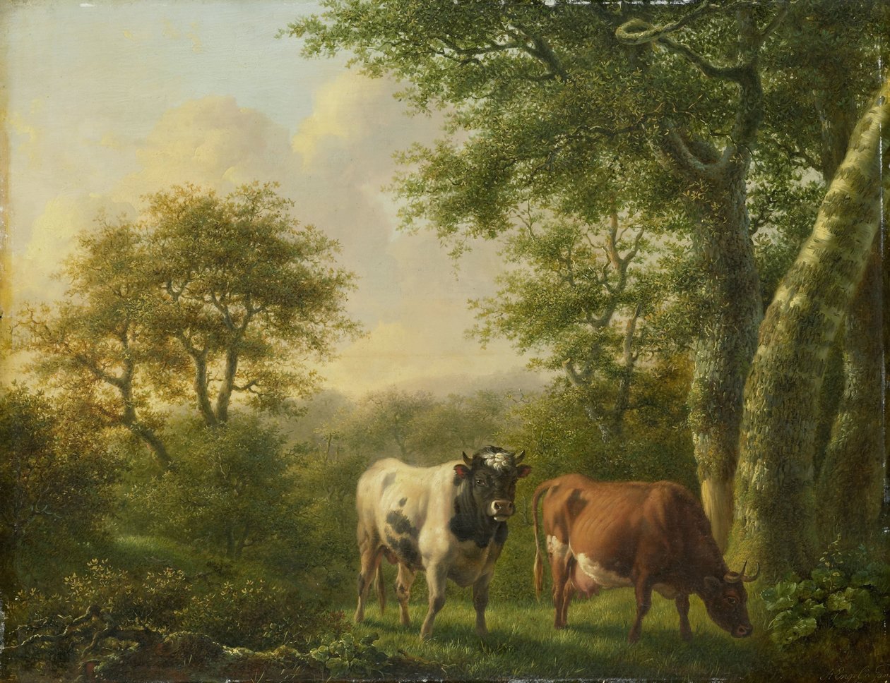 Landskap med boskap av Adolf Karel Maximiliaan Engel