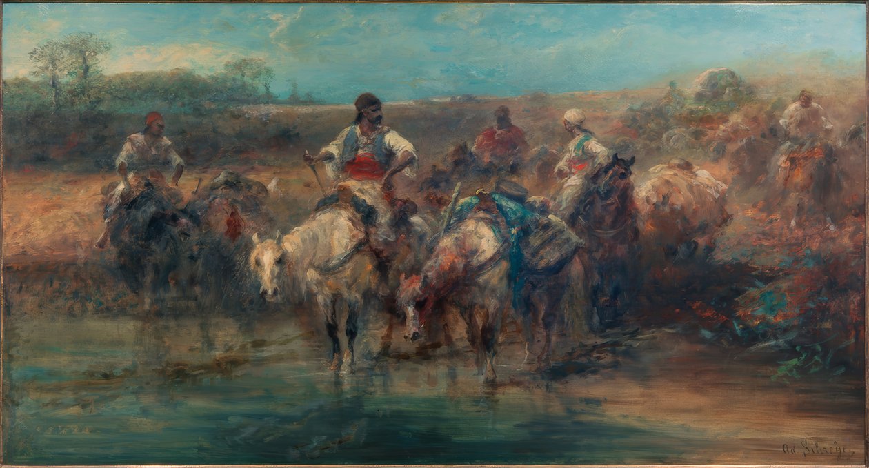 Beduiner på dryckesstället av Adolf Schreyer