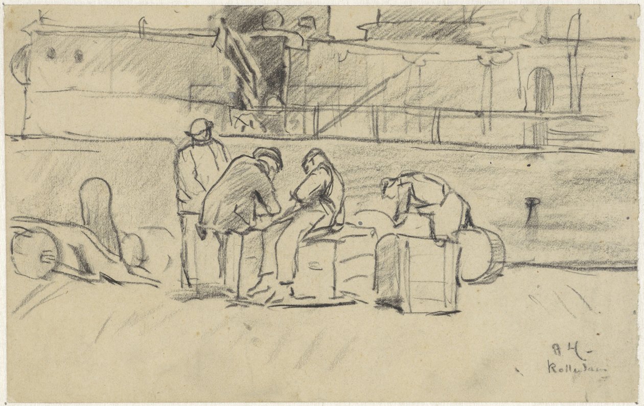 Arbetare vid kajen i Rotterdam av Adolf le Comte