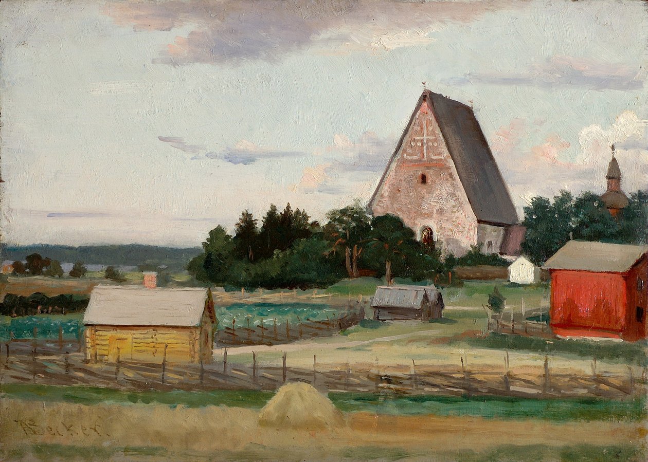 Lohja kyrka, skiss av Adolf von Becker